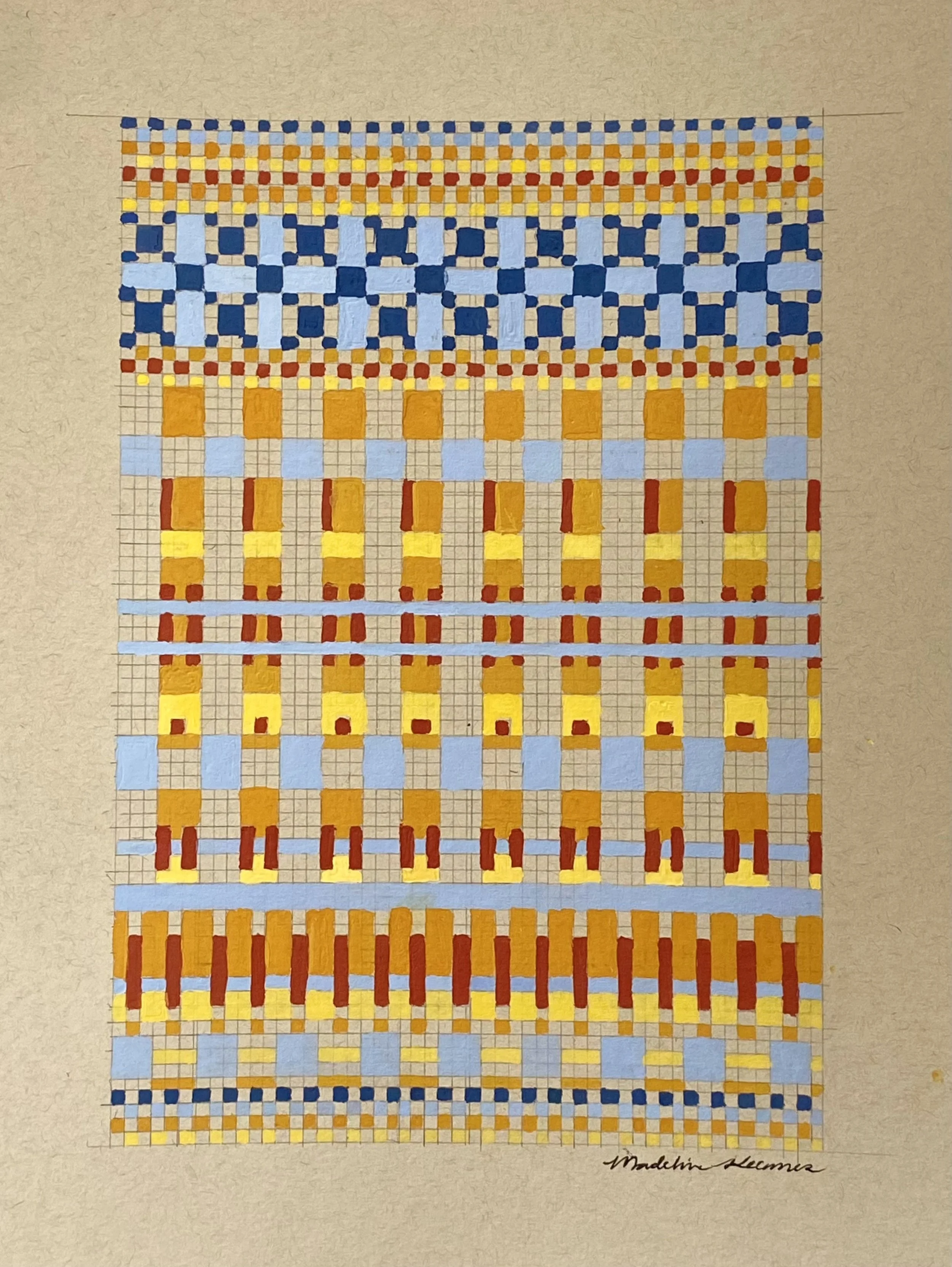 Grid Painting (Vertical Blocks)
Gouache, graphite, mixed media paper
9 x 12” 
$150