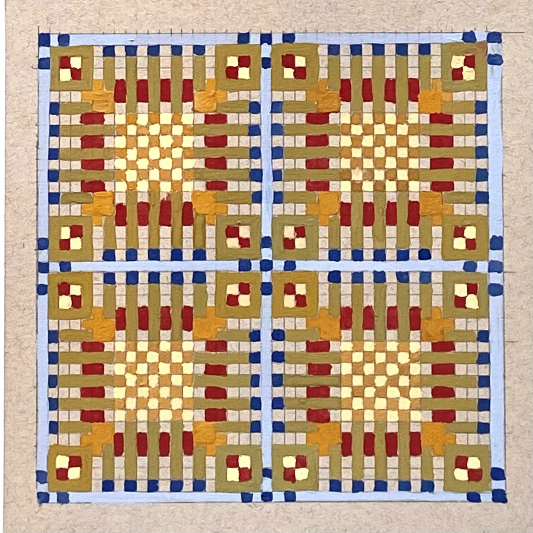 Grid Painting (Four Squares Green)
Gouache, graphite, mixed media paper
6 x 6” 
$75