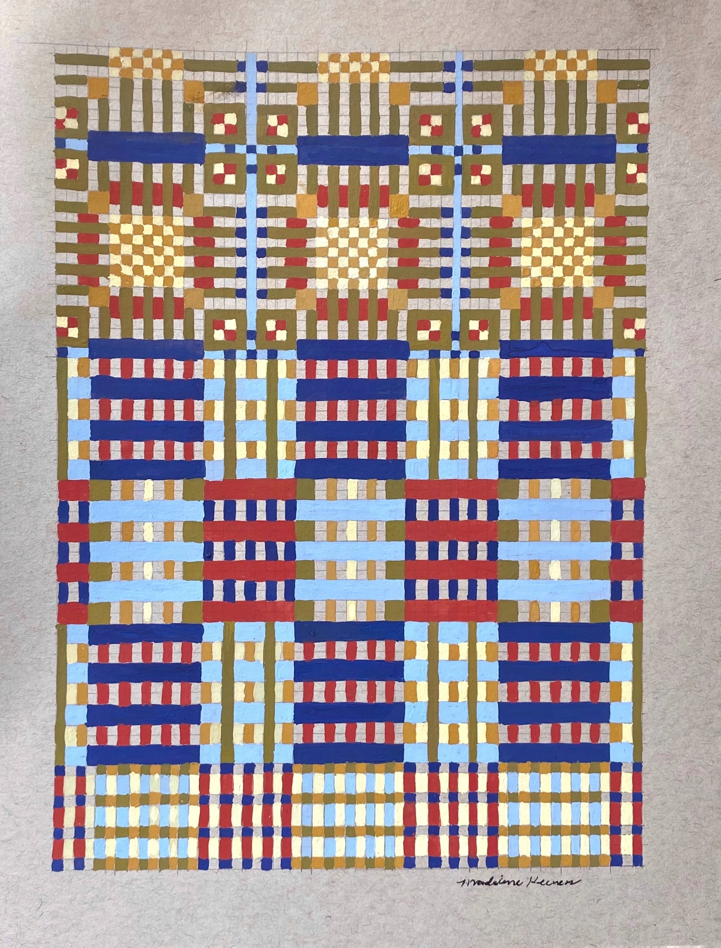 Grid Painting (Plaid)
Gouache, graphite, mixed media paper
9 x 12” 
$270, framed