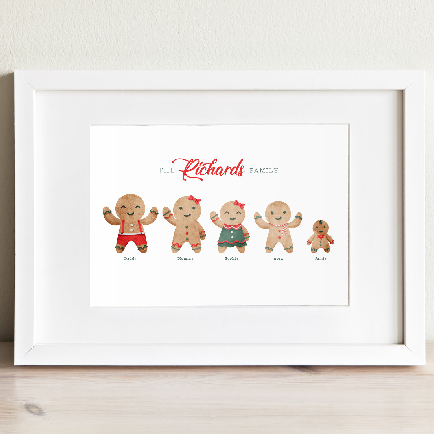 Christmas Family Print | Personalised Christmas Gift | Gingerbread Man Print  | Christmas Decoration — CEED Design
