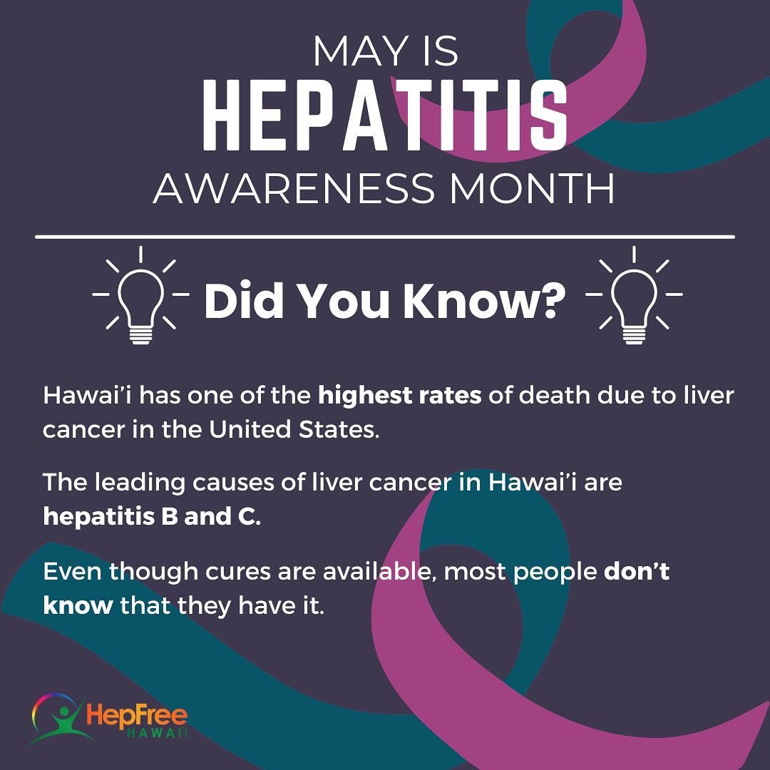 May is National #Hepatitis Awareness Month! 🤩👏🏻 For the next 31 days, help us to increase viral #hepatitis awareness and access to care throughout the the state of #Hawaii 💪🏻 

#takeTHAThepatitis #HepFree2030