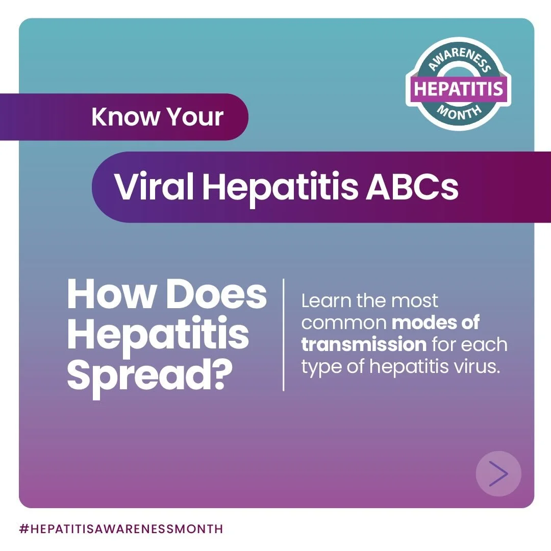 Do you know your Hep A, B, Cs?! 

Hepatitis A, hepatitis B, and hepatitis C are all spread differently! Learn about ways you can reduce your risk for each type of hepatitis: https://www.cdc.gov/hepatitis-awareness/abcs/index.html

#takeTHAThepatitis 