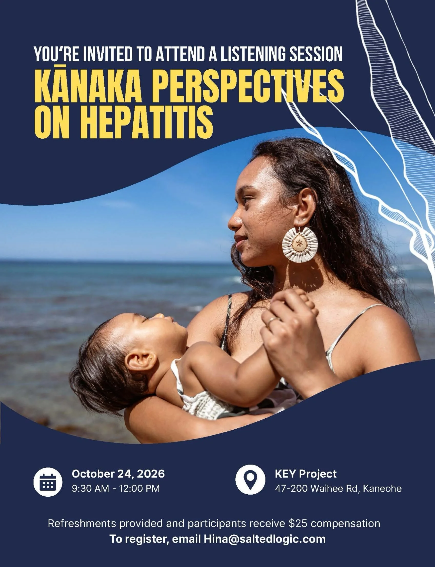 🌺 We want to hear from you! 🌺

Salted Logic and the Hawaiʻi Department of Health&rsquo;s Viral Hepatitis Prevention Program are hosting a community listening session to hear Native Hawaiian perspectives on viral hepatitis.

Your voice matters. 💬 H