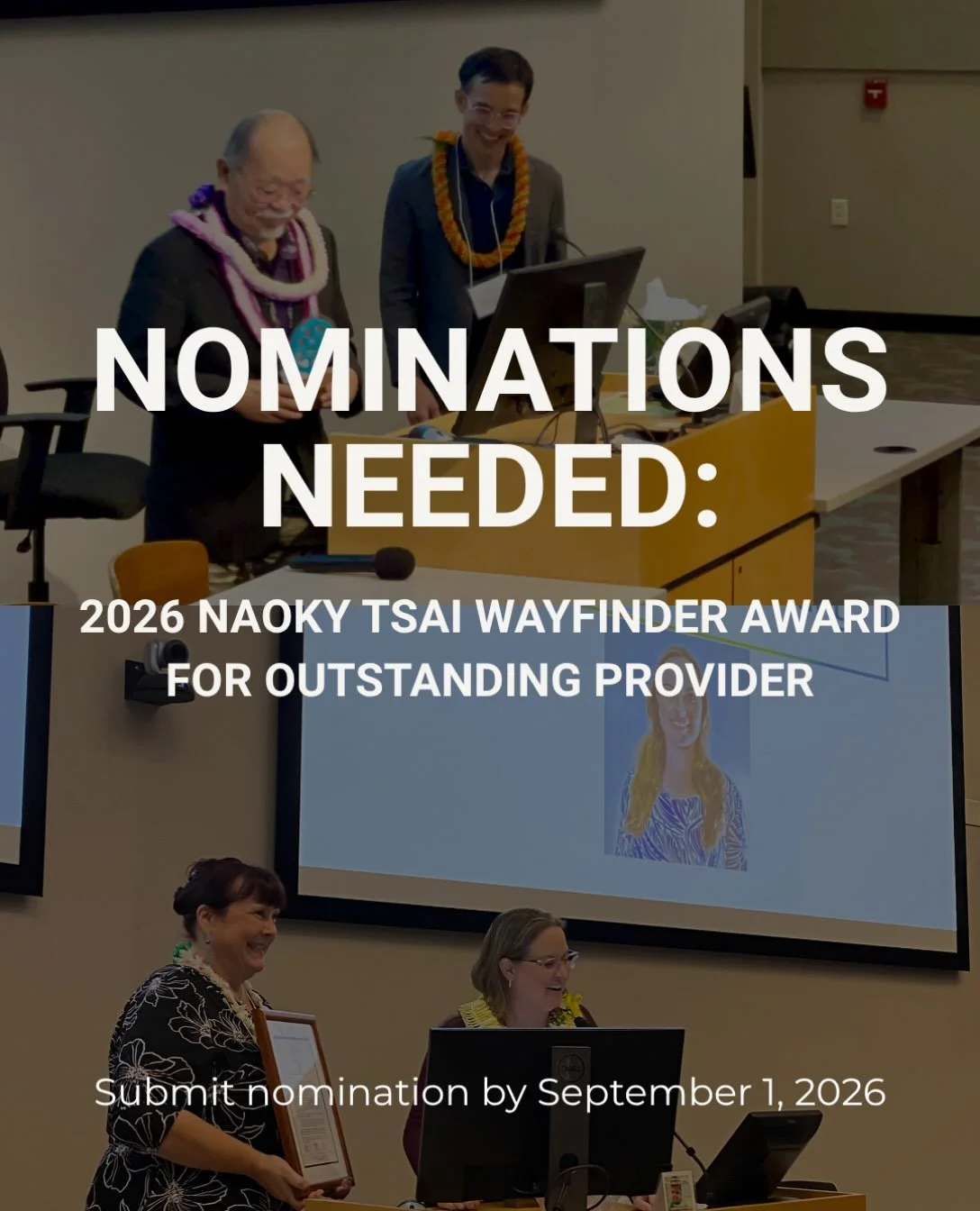 🌟 Nominations are now open for the 2026 Naoky Tsai Wayfinder Award for Outstanding Provider!

Help us recognize a Hawaiʻi healthcare provider who exemplifies compassionate care, collaboration, health equity, and harm reduction in the treatment of he