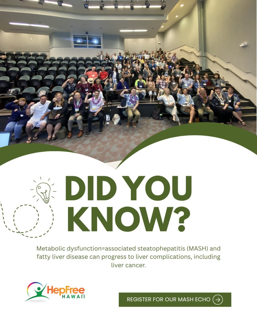 ‼️MASH can have serious consequences for liver health, including an increased risk of liver cancer‼️

Join us for Project ECHO: MASH and help build a stronger approach to liver disease prevention and care in Hawaiʻi. 💪

🗓️ Held every Monday from 12