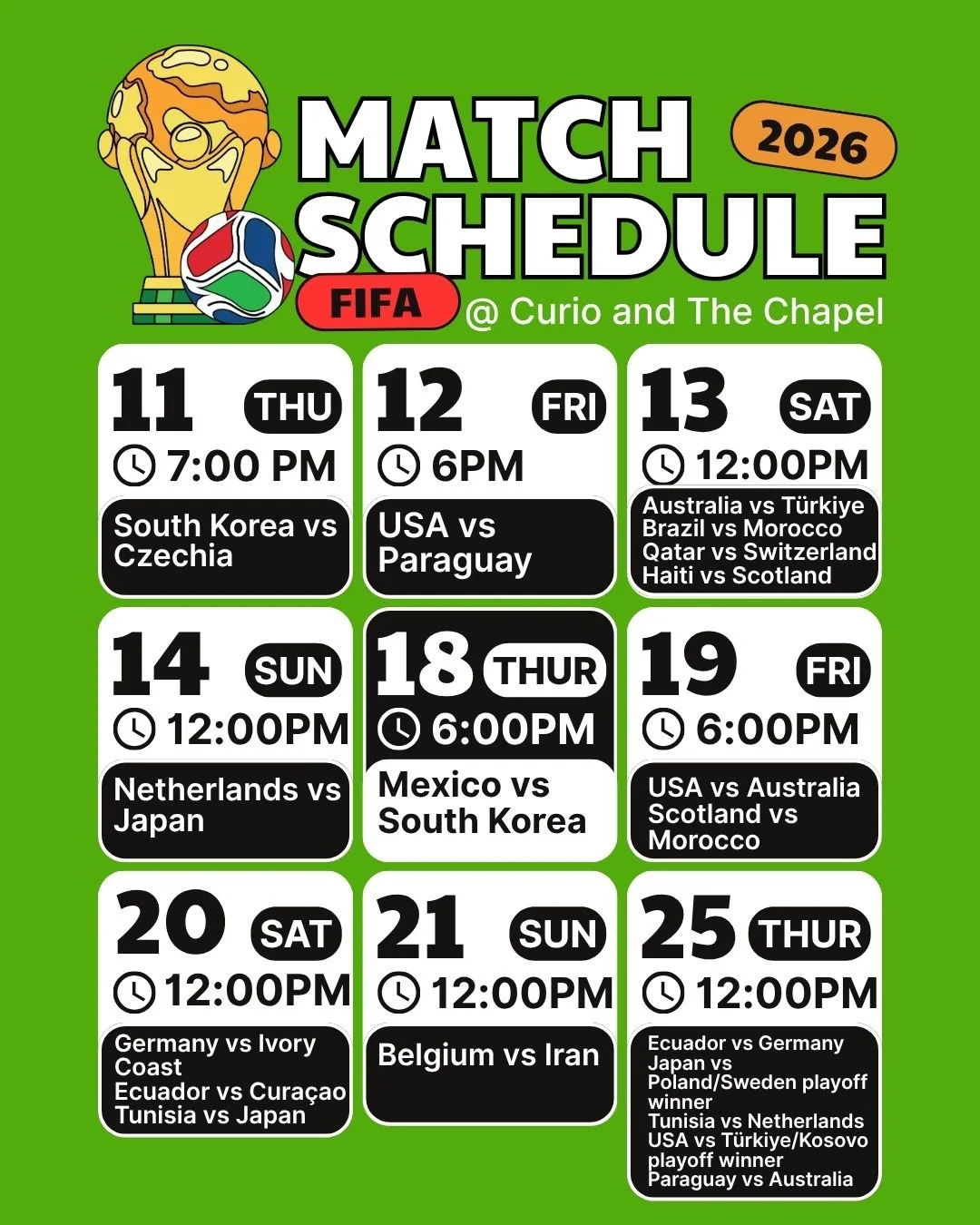 Soccer Matches Shown All June!