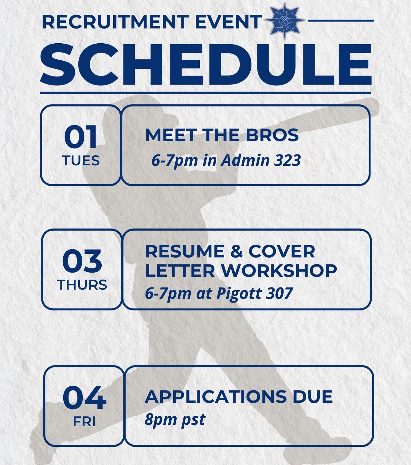 Thinking about joining AK&Psi; but not sure yet? Come check out our recruitment events to learn more!
.
.
.
⭐️ Meet the Bros | 4/02 | 6-7 PM | Admin 323 |
Enjoy mocktails, snacks, and games while getting to know our members and other potential pledge