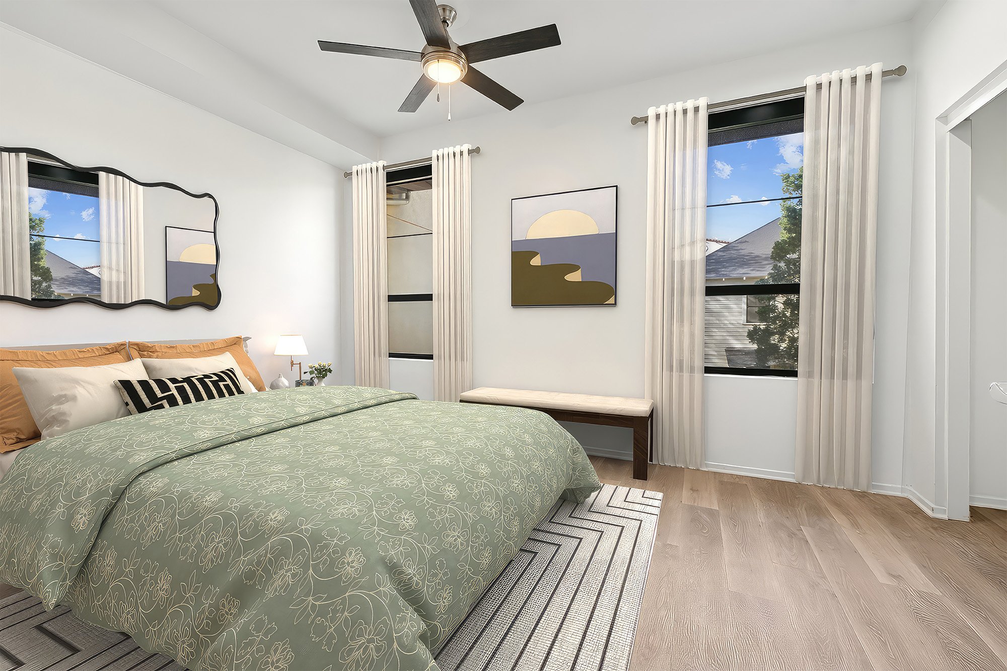 This is a photo of a two-bedroom apartment unit at M Sole. This image shows the second bedroom. 