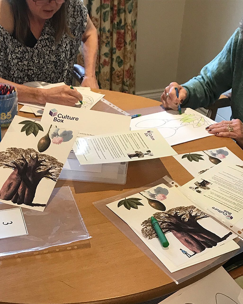 Thank you so much to Oulton Park Care Home for sending the Culture Box team these lovely photos illustrating your residents enjoying the creative activities that are paired with artist Martin Jordan&rsquo;s beautiful Baobab tree..
.
#bringingtheoutsi