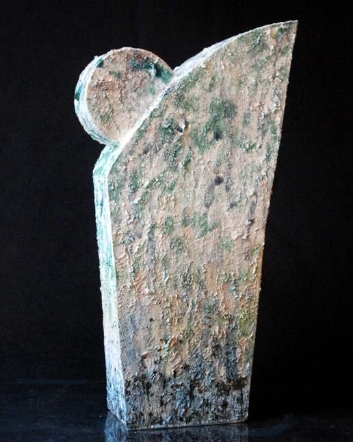 &quot;Standing Stones 2&quot;, the second of my two pieces accepted for the Spring Open at the St Ives Society of Artists Gallery.  Slab built and coloured with various oxides, shapes come from the isolated standing stones of west Penwith and the tex