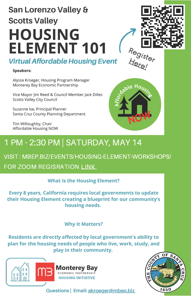 Housing Element 101: An Affordable Housing Event for Scotts Valley and San Lorenzo Valley Communities
