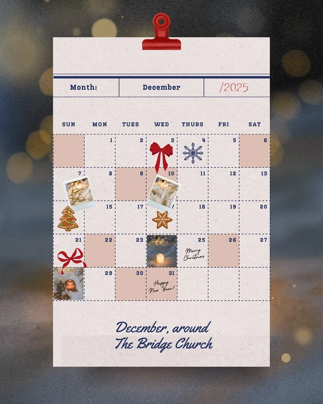 ✨ Mark your calendars, Bridge Church fam! ✨
December is one of our busiest and most meaningful seasons of the year and there are so many opportunities to experience Christ, celebrate together, and create memories that matter. From special services to