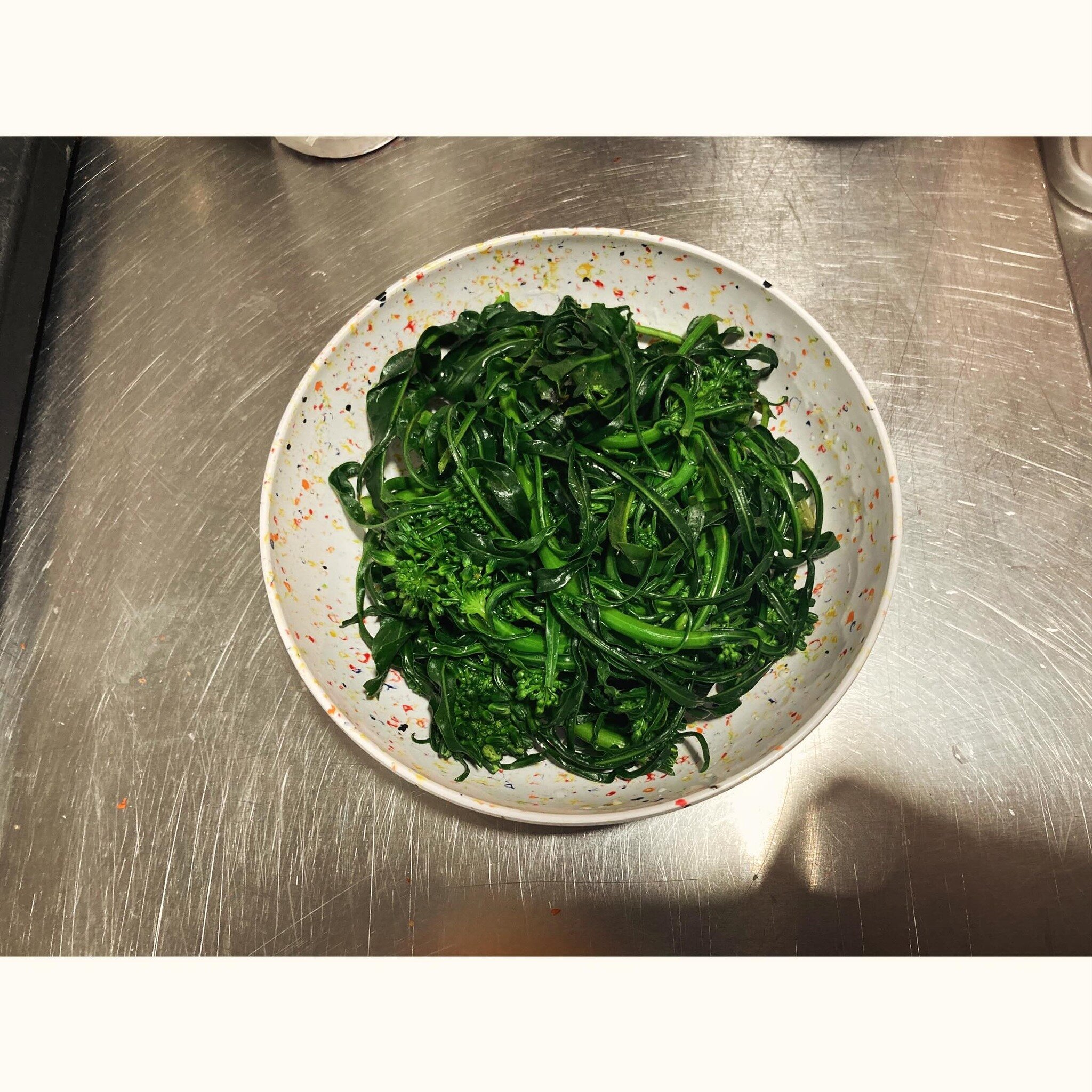 Friarelli served as our steamed greens, sweet and delicate, dressed with our house seasoned soy, so simple, but such a treat at this point in the season @mrjirestaurant from @flourishproduce doing it right x