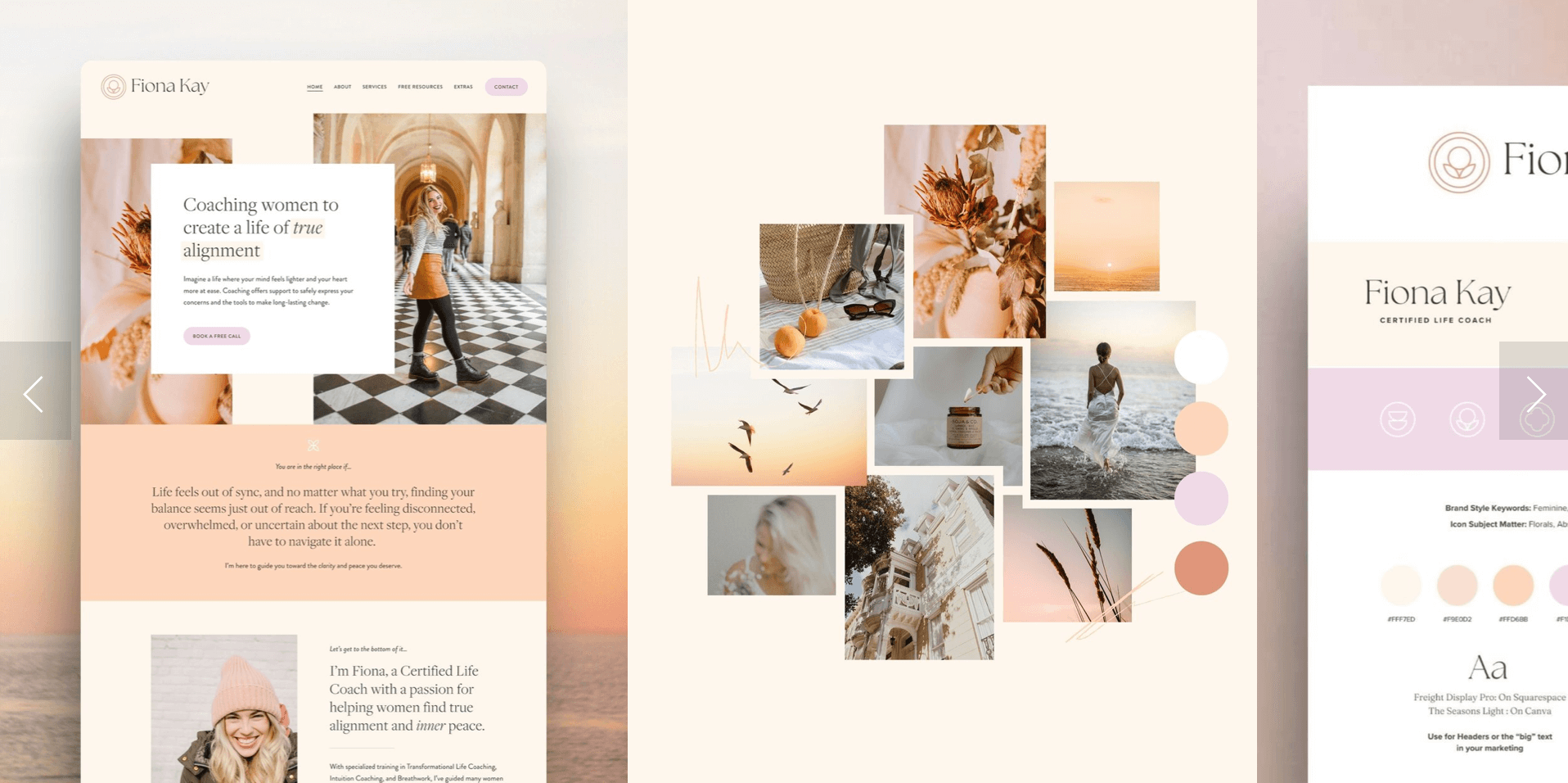 Mockup of a Squarespace Website Template and color palette