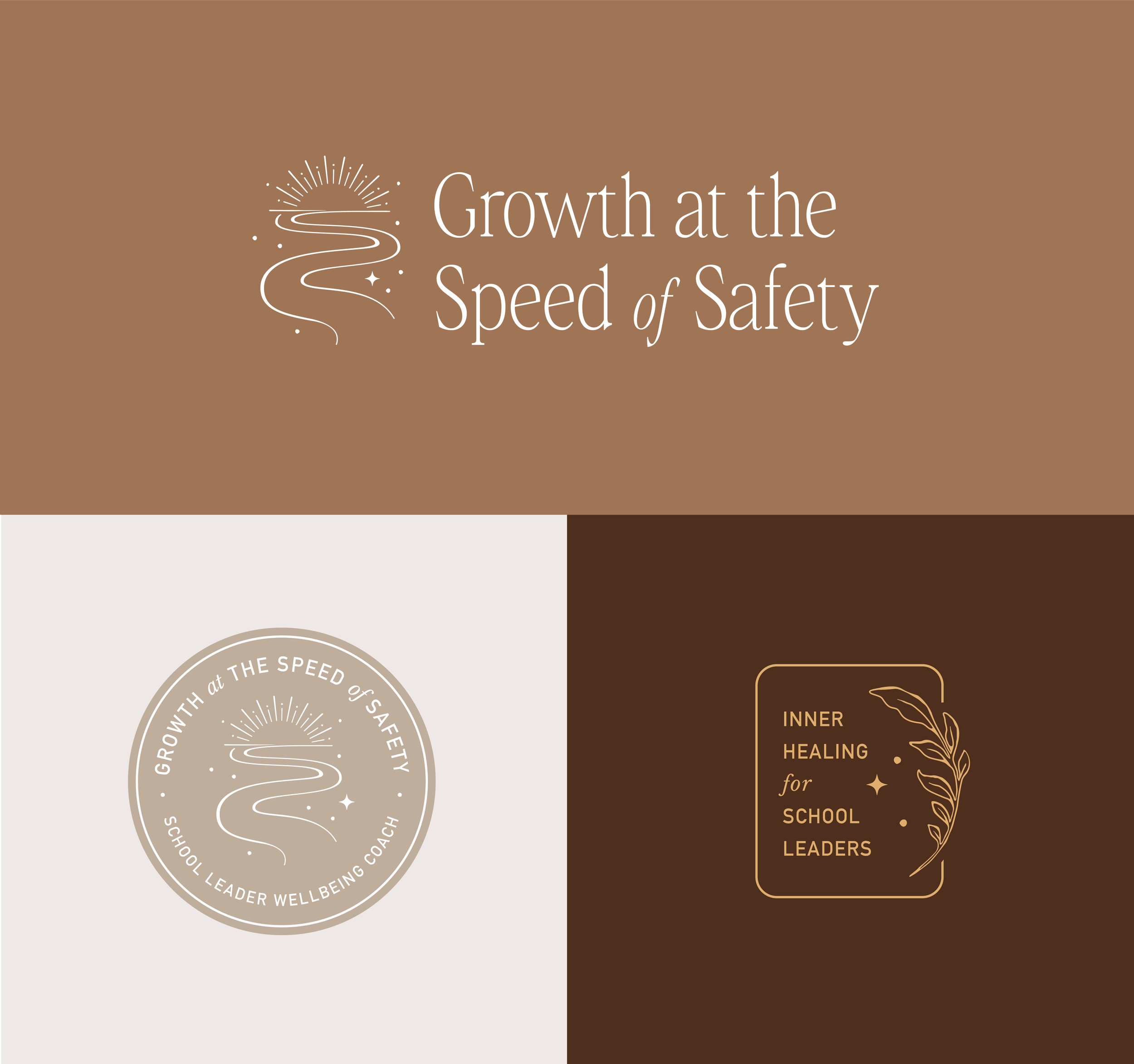 Logo design for Growth and the Speed of Safety using logo mark of sunlight and sparkles, colors are dark brown and light brown