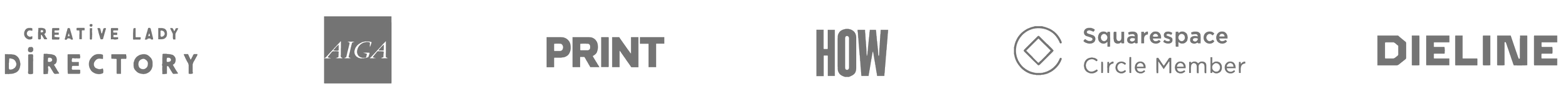 Top navigation bar with links to Creative Lady Directory, AIGA, Print, How, Squarespace Circle Member, and Dieline.
