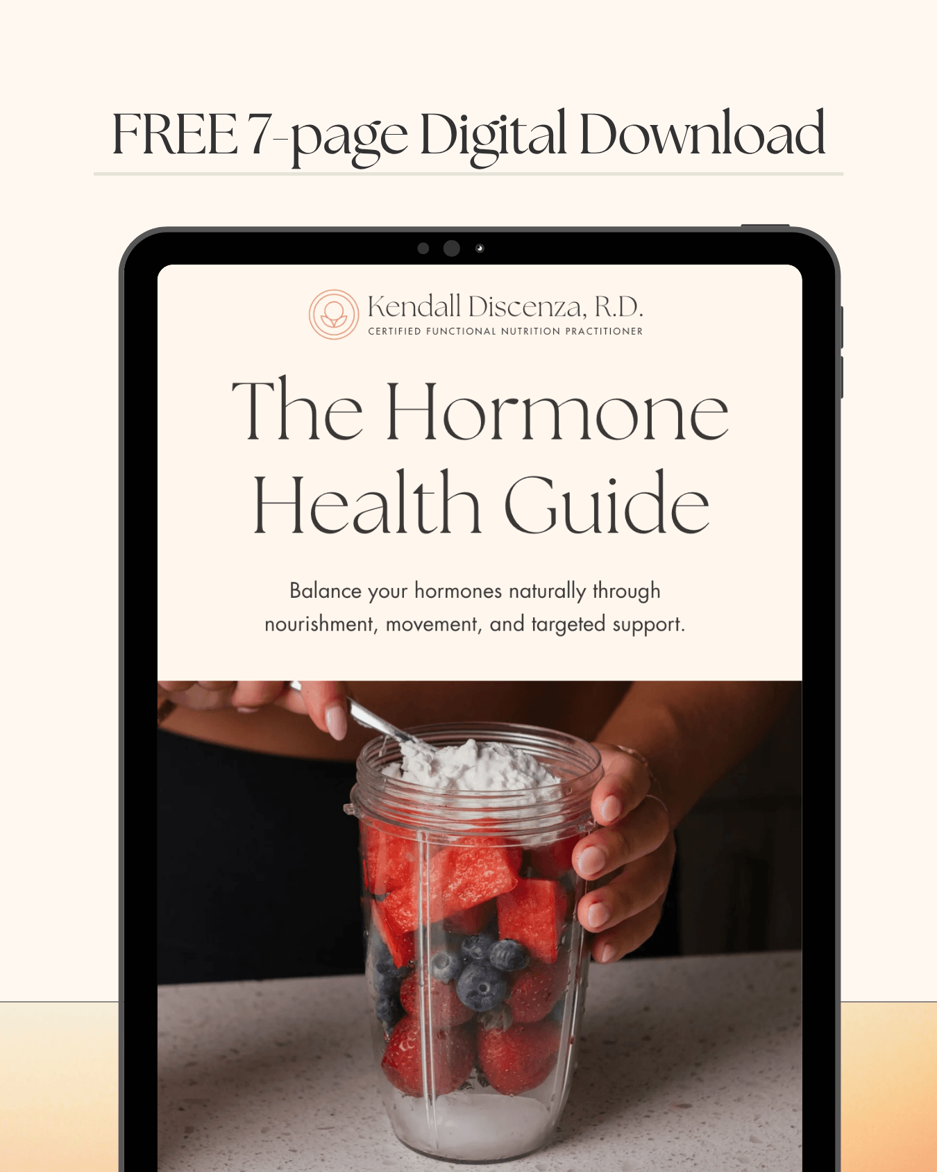 Mockup of a free PDF resource for a Nutritionist The Hormone Health Guide PDF