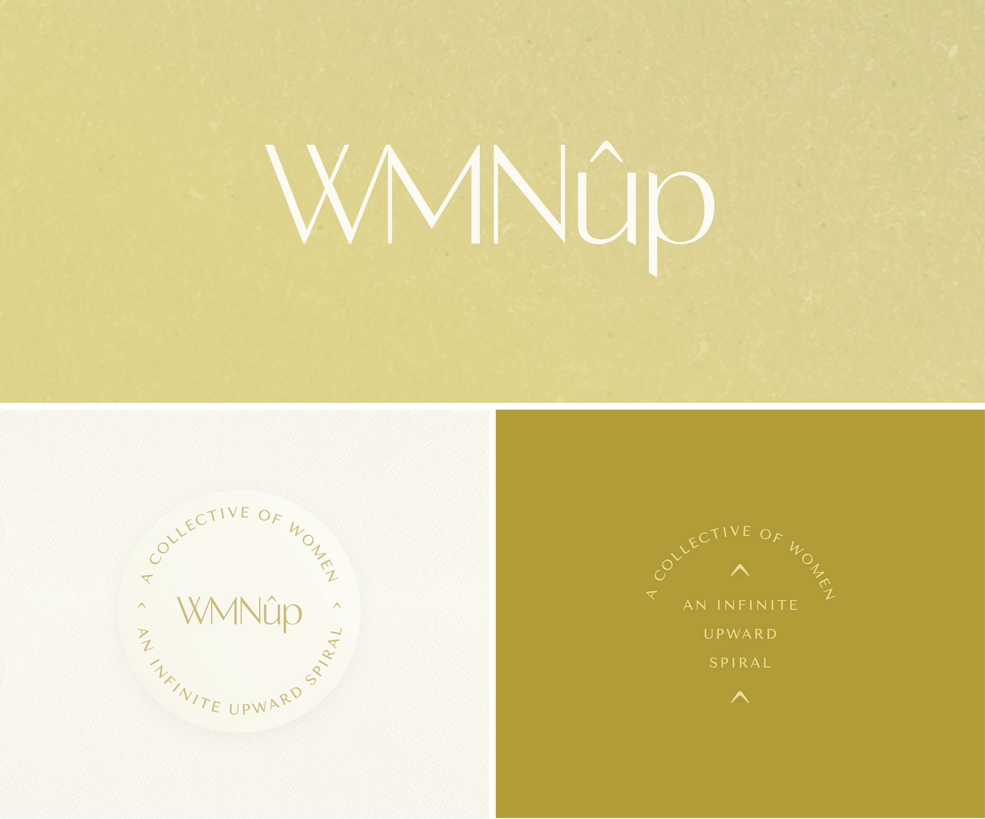 logo design for WMNup a collective of women in business, using light green and dark olive green