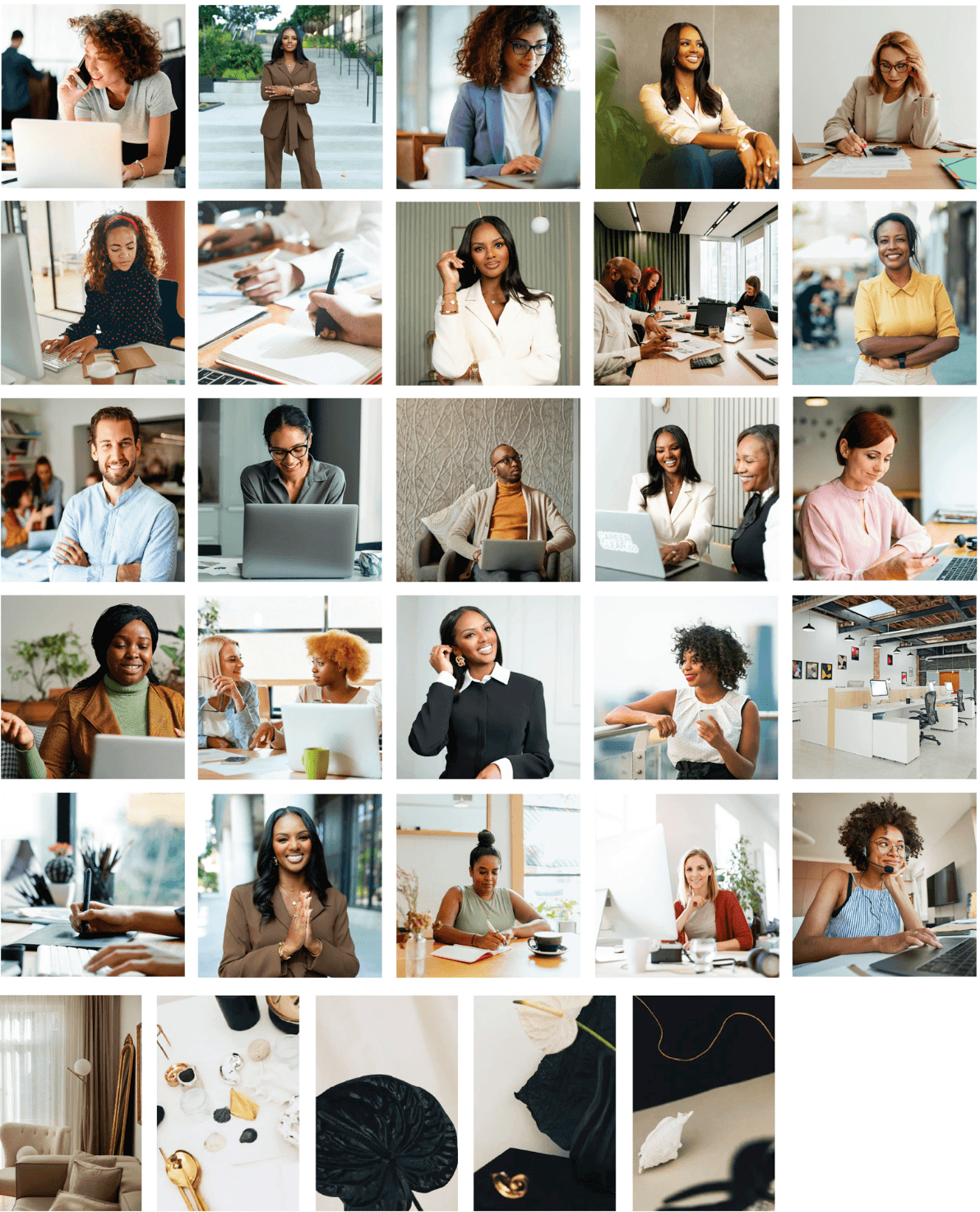 photo collage of people working in their careers, stock images of office environments