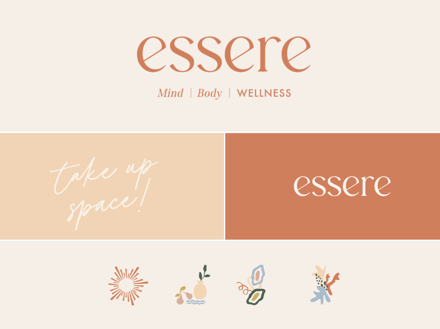 logo design for essere mind body wellness, with light orange and dark orange colors