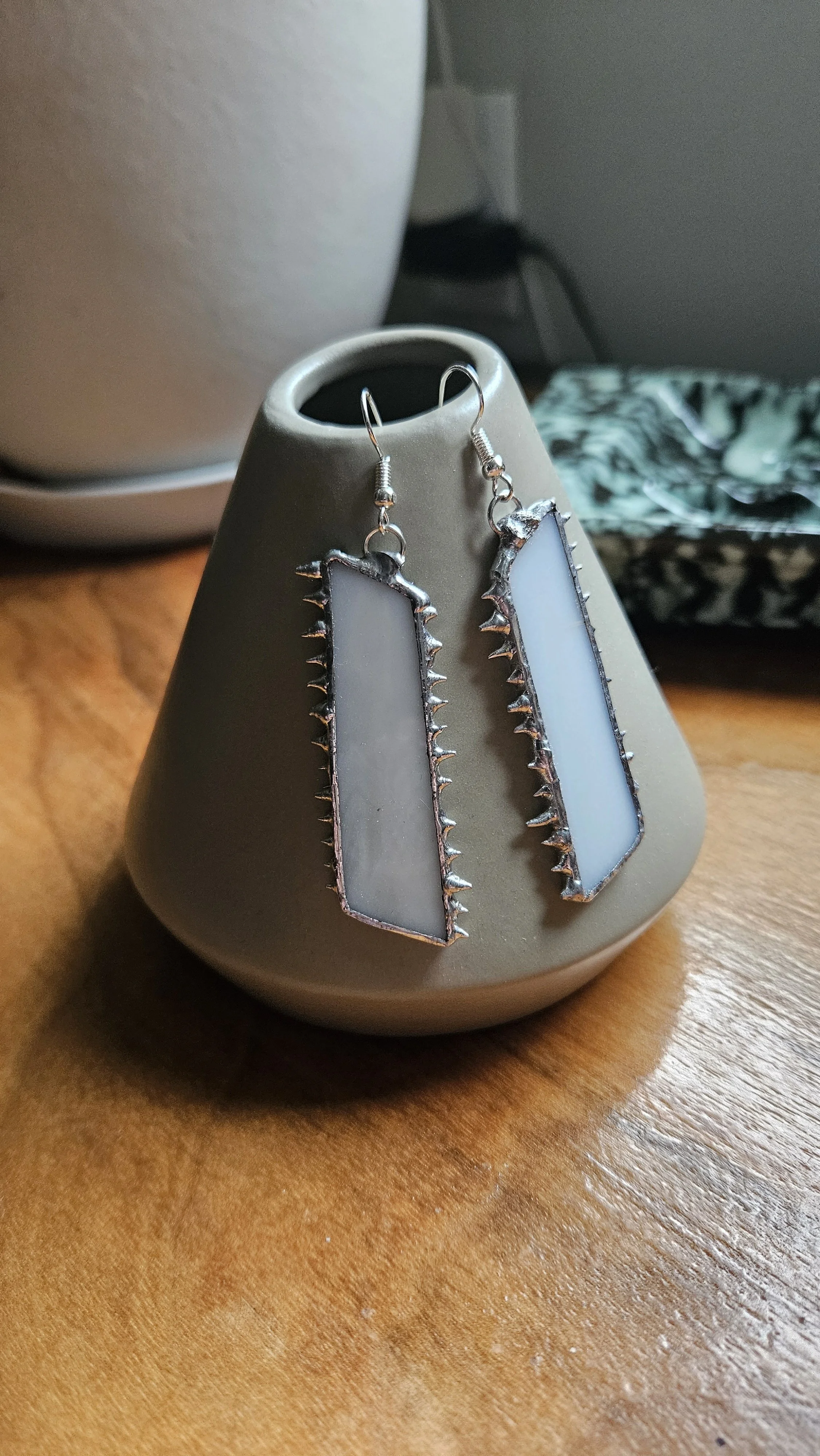 Stained glass spike earrings