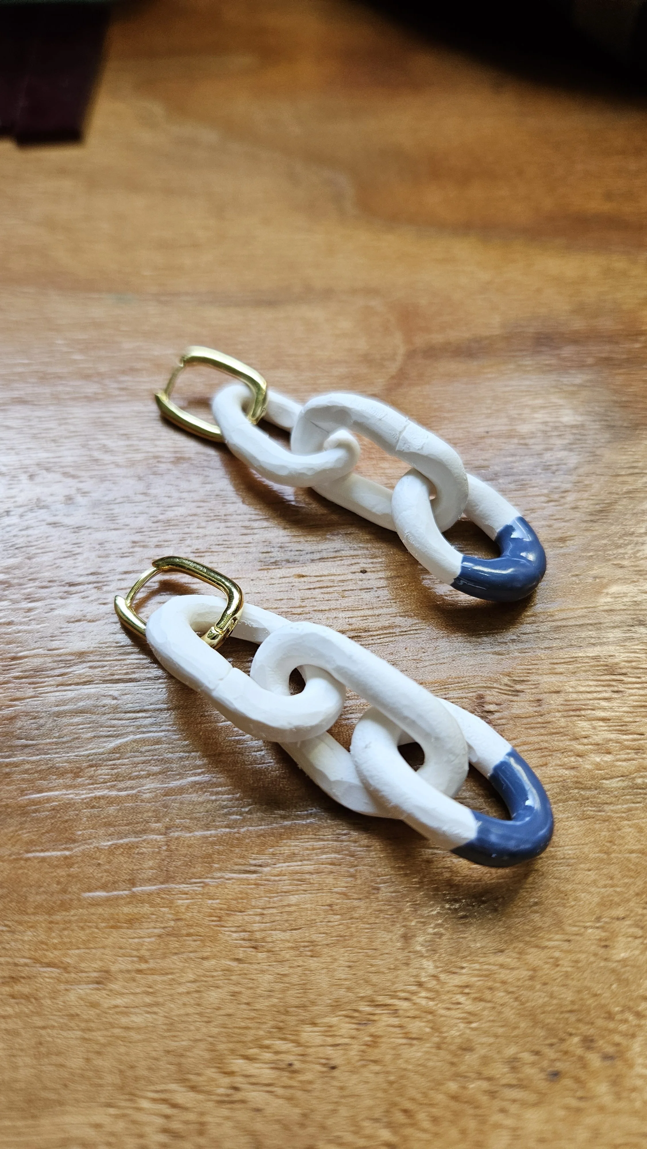 Wonky chain-link clay earrings