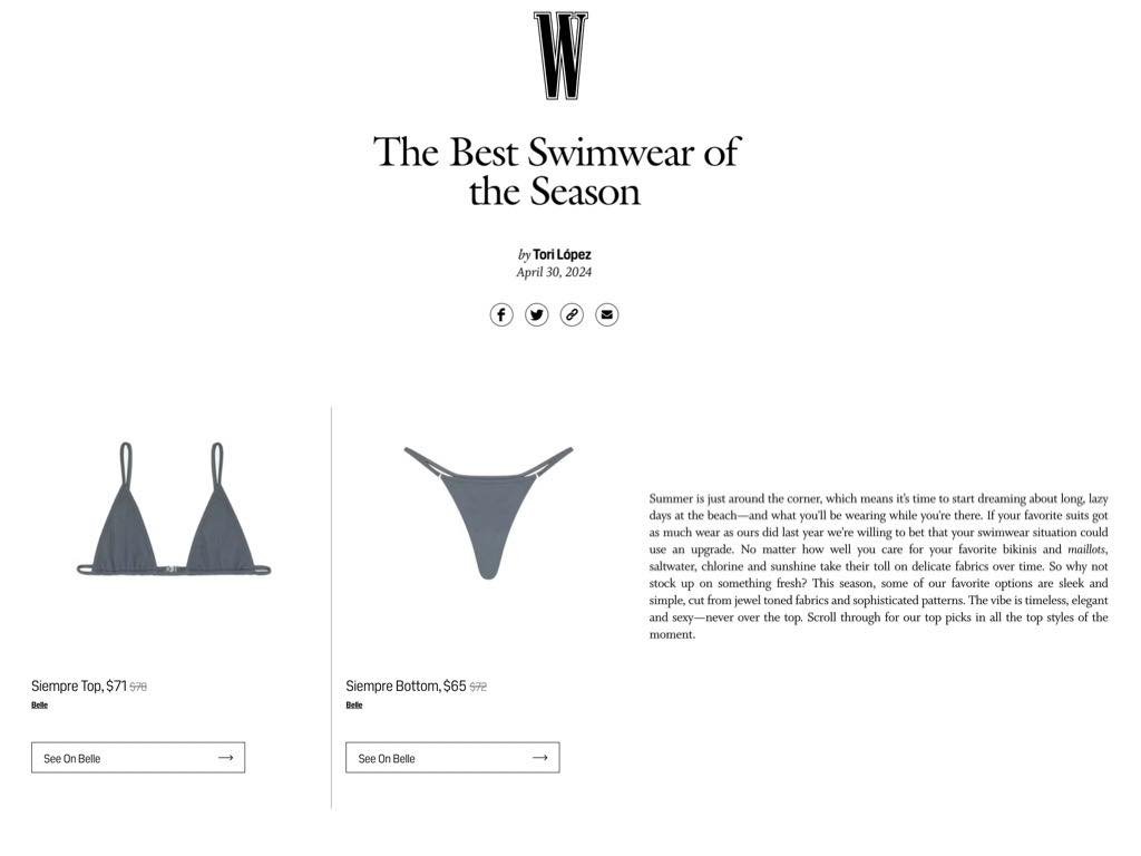 Swimwear season is upon us, look no further than @bellethelabel in @wmag&rsquo;s round up of best swimwear brands. Cc: @misstorimarie