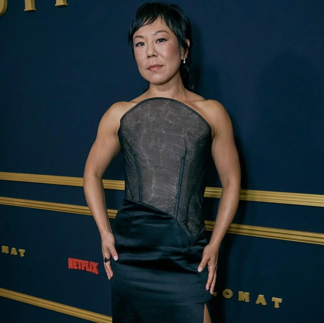@aliahn wears @iamchukscollins for the premiere of The Diplomat season 4, styled by @jasonrembert.