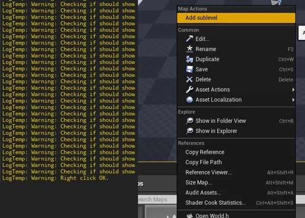Log output on the left, and new right-click menu option on the right.