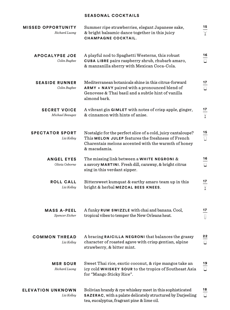 SEASONAL COCKTAILS