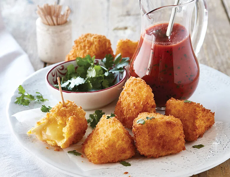 Brie Croquettes with Bloody Mary Dipping Sauce