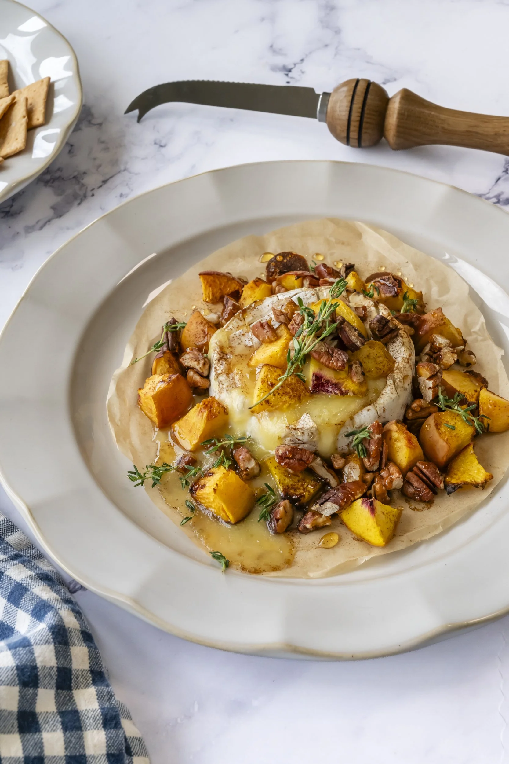 Peach &amp; Pecan Baked Brie for Easy Summer Entertaining