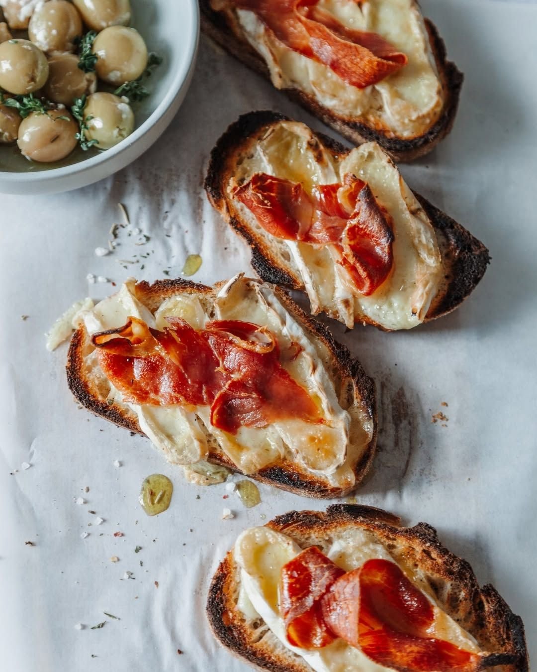 Brie and prosciutto on sourdough, toasted until perfectly golden and melted. A sure thing to pull you through the midday slump. What does your ideal lunch look like?