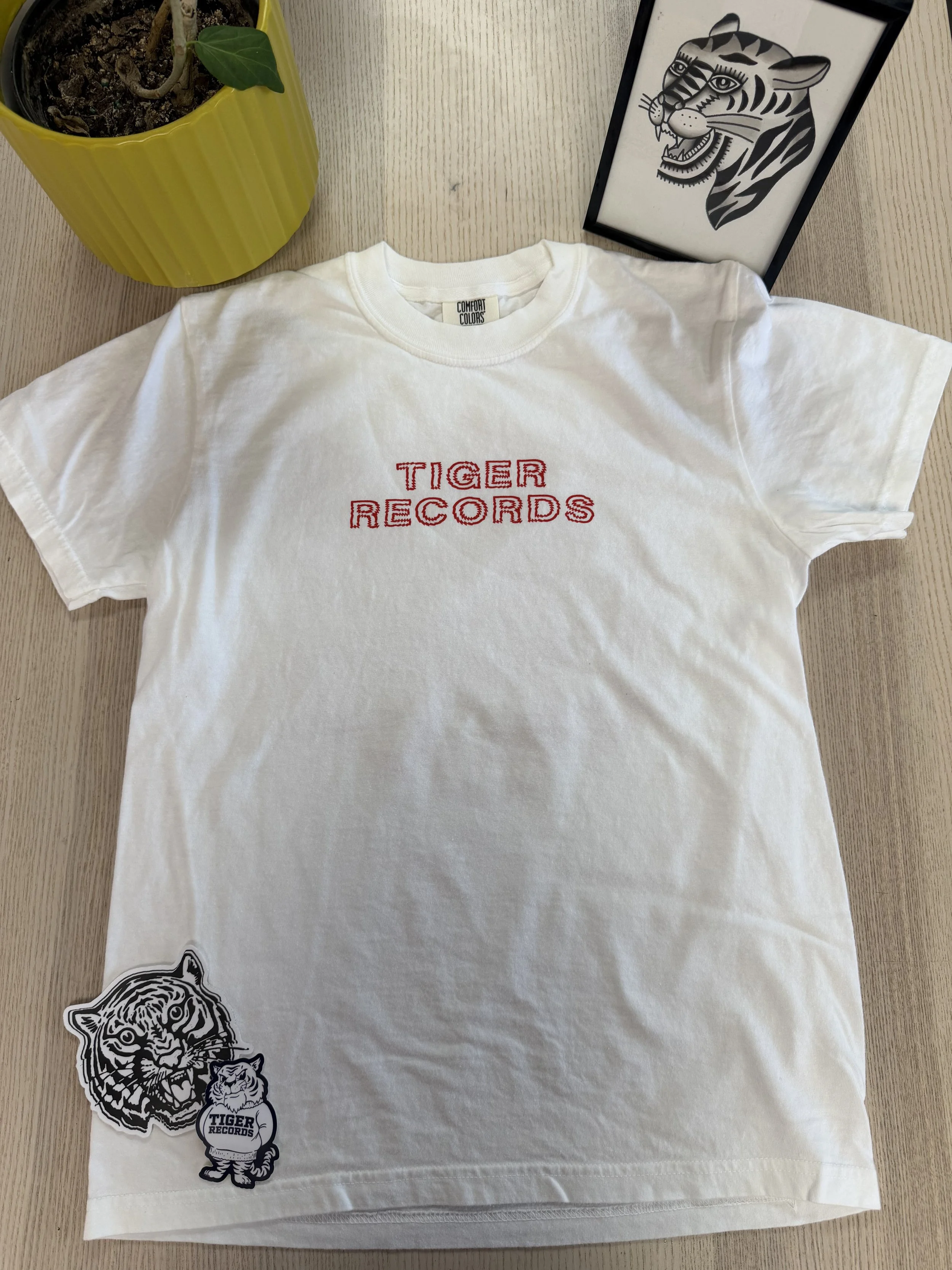 Tiger Records Shirt - White & Red