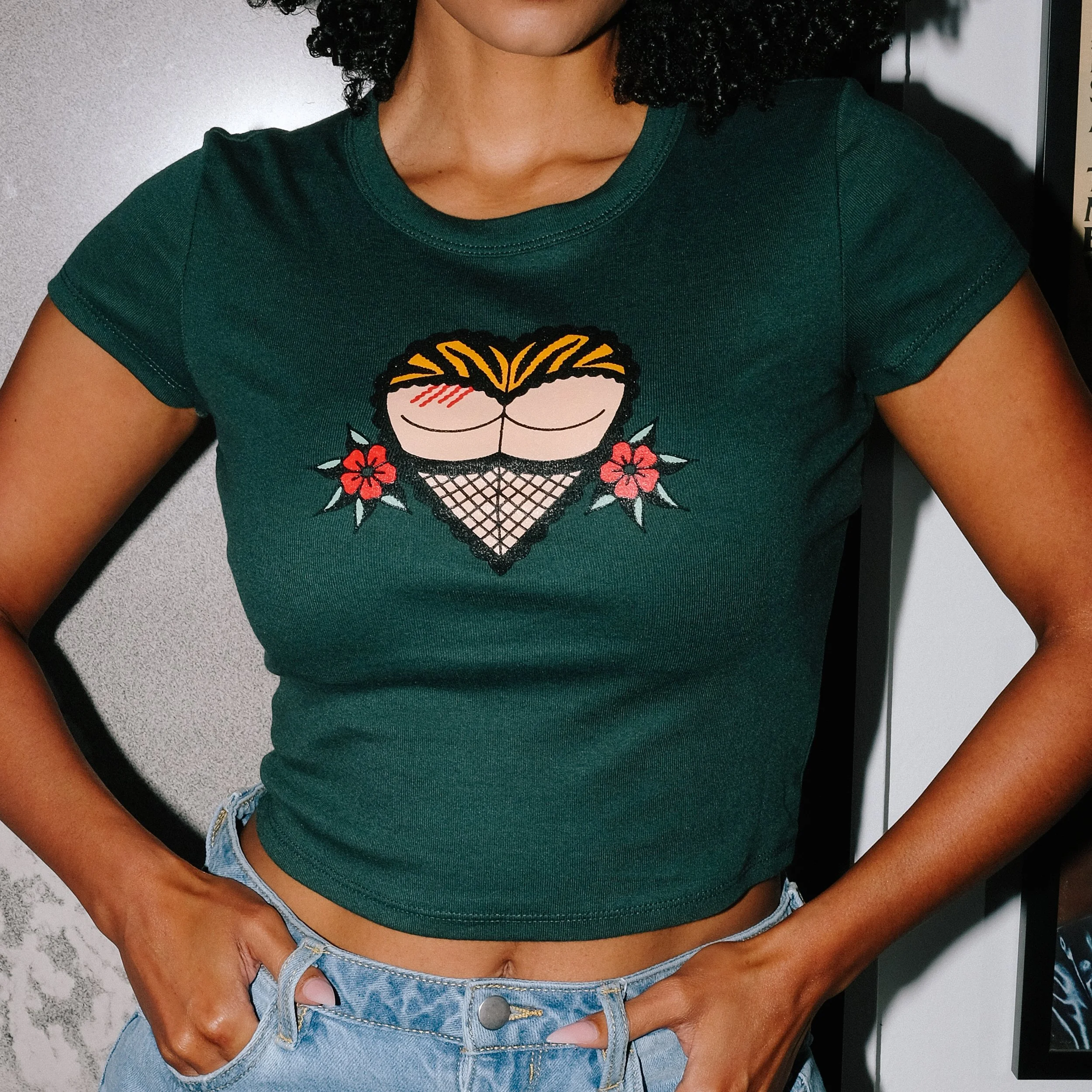 Butt Baby Tee Green front.JPG