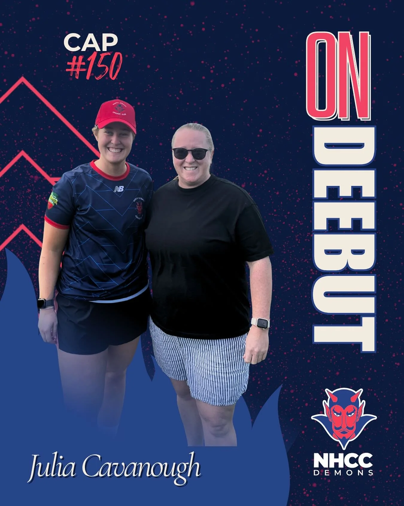 Our new playing coach deebuts! Congrats to Julia for officially becoming North Hobart First Grade Women&rsquo;s player number 150. Her cap was presented by prehistoric Dee&rsquo;s stalwart, Palf (cap 66). Looking forward to watching a long career in 