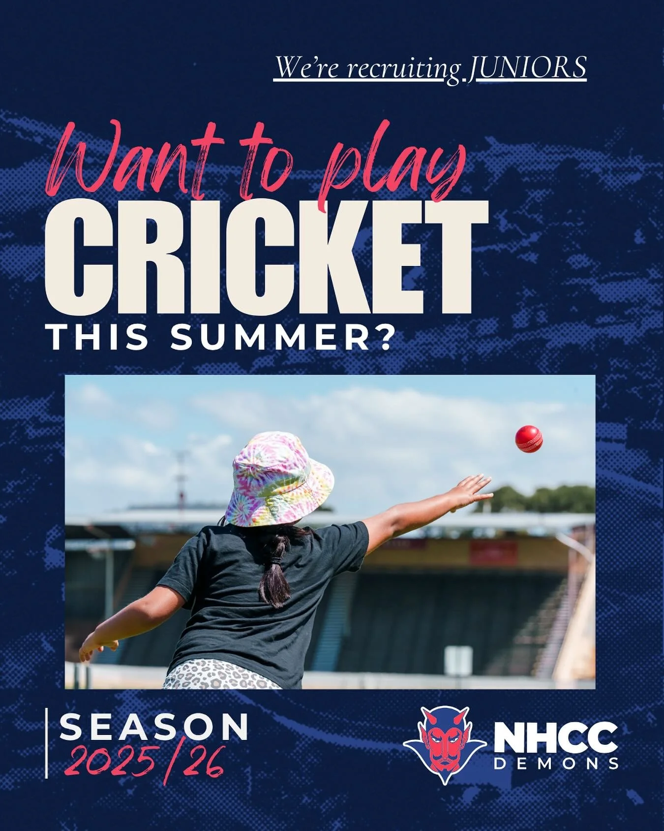 Get involved in a great team sport and have stacks of fun at North Hobart Cricket Club this summer! ❤️💙

We&rsquo;re looking for juniors to join:

Woolworths Cricket Blast 💥 
5-11 year olds
Tuesdays 4:00pm-5:00pm
21st Oct - 9th Dec (8 sessions)
TCA