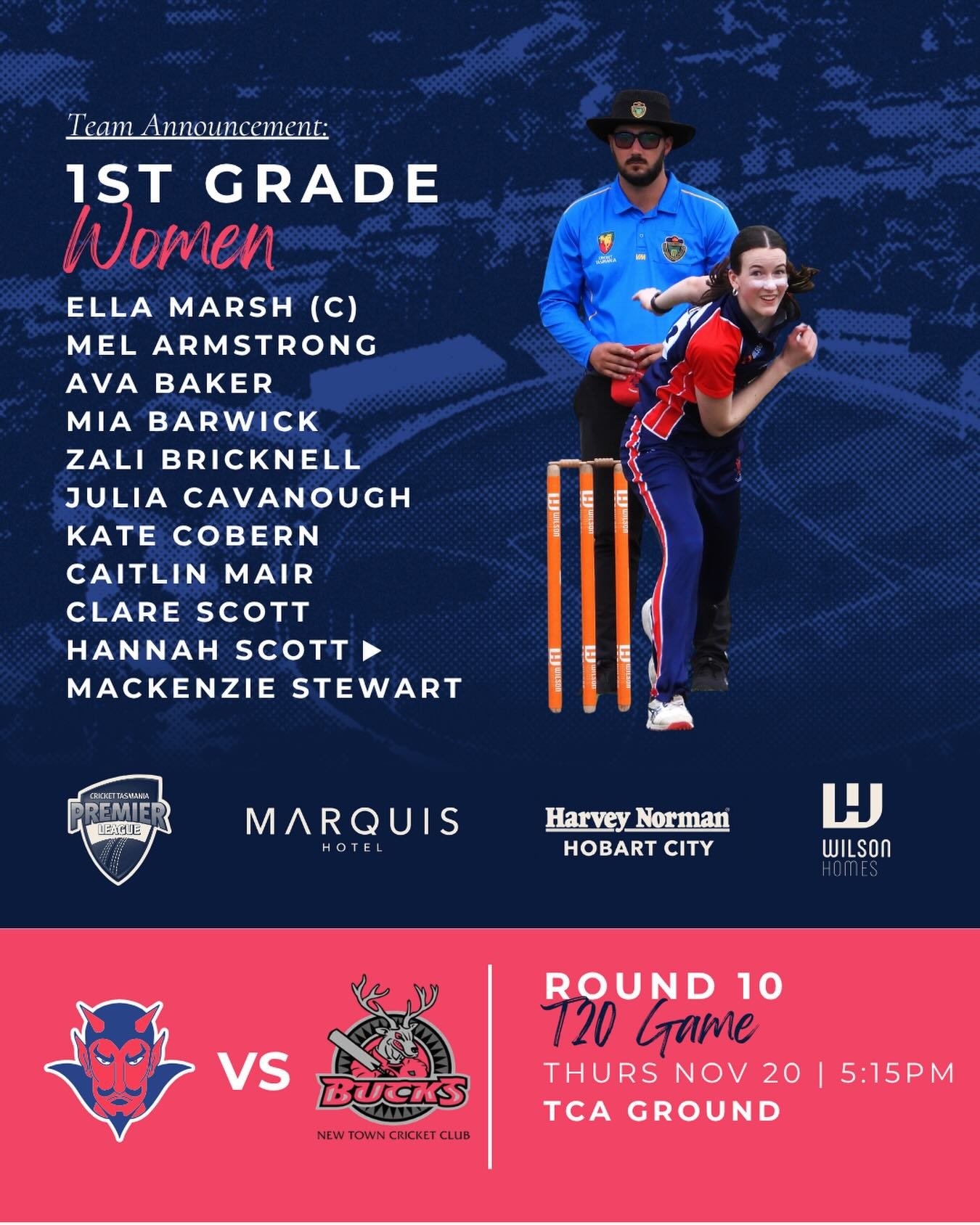 Thursday night cricket for a change! Come up and support our girls for the last round game of the T20 season at the home of cricket ❤️💙
