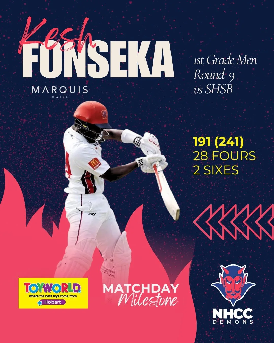 A couple of centuries from @kesh_fonseka and @hugh.hardcastle headline the @toyworldhobart match day milestones this week - congratulations, lads! The solid work with the bat continues to be highlight in the 25/26 season, with contributions leaving M