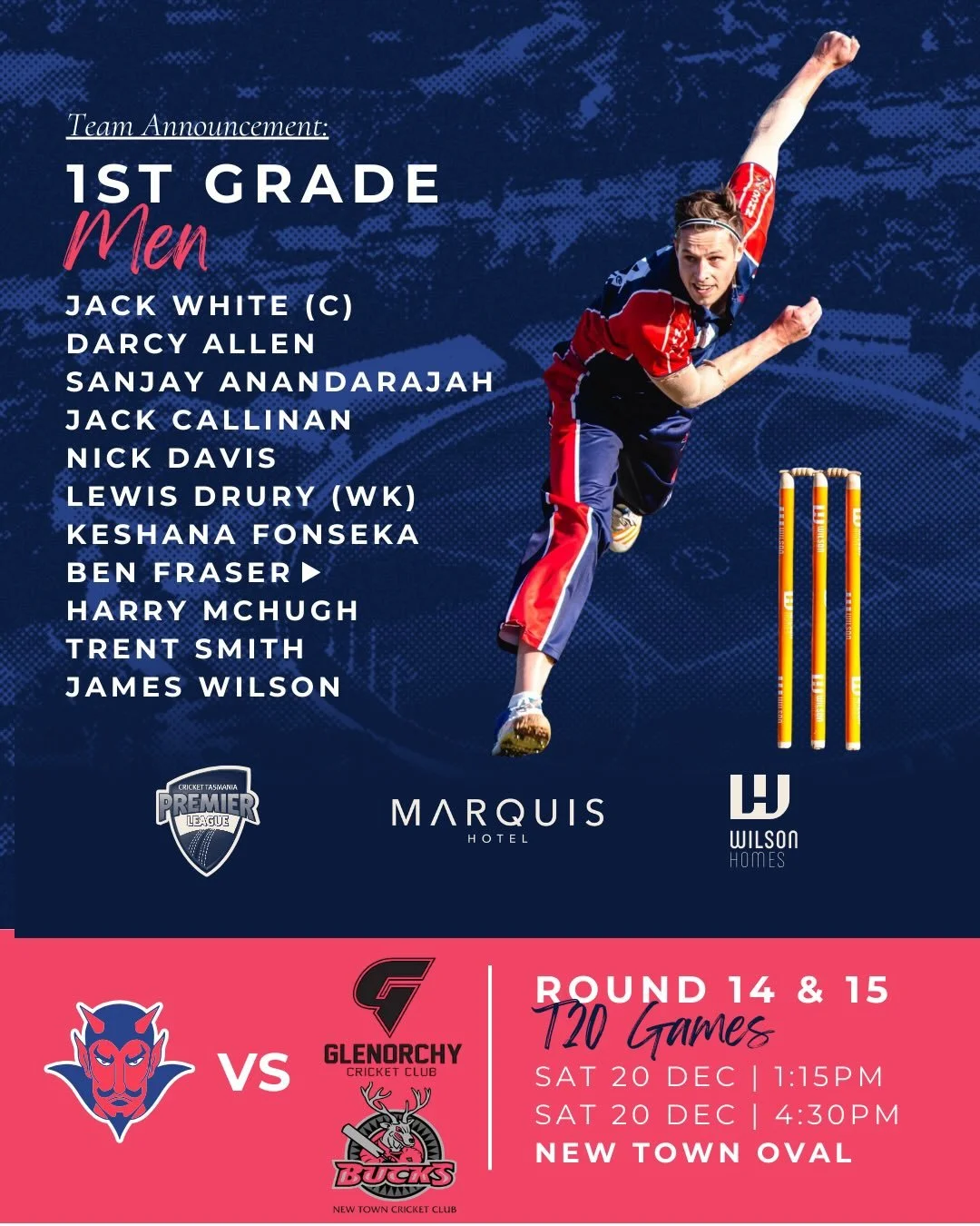 Look who&rsquo;s back in town 👀 @benfraser3 @harrymchugh_ 

All men&rsquo;s sides are in T20 mode while our ladies finish 2025 with a one day match against Kingborough. Go well Dees ❤️💙