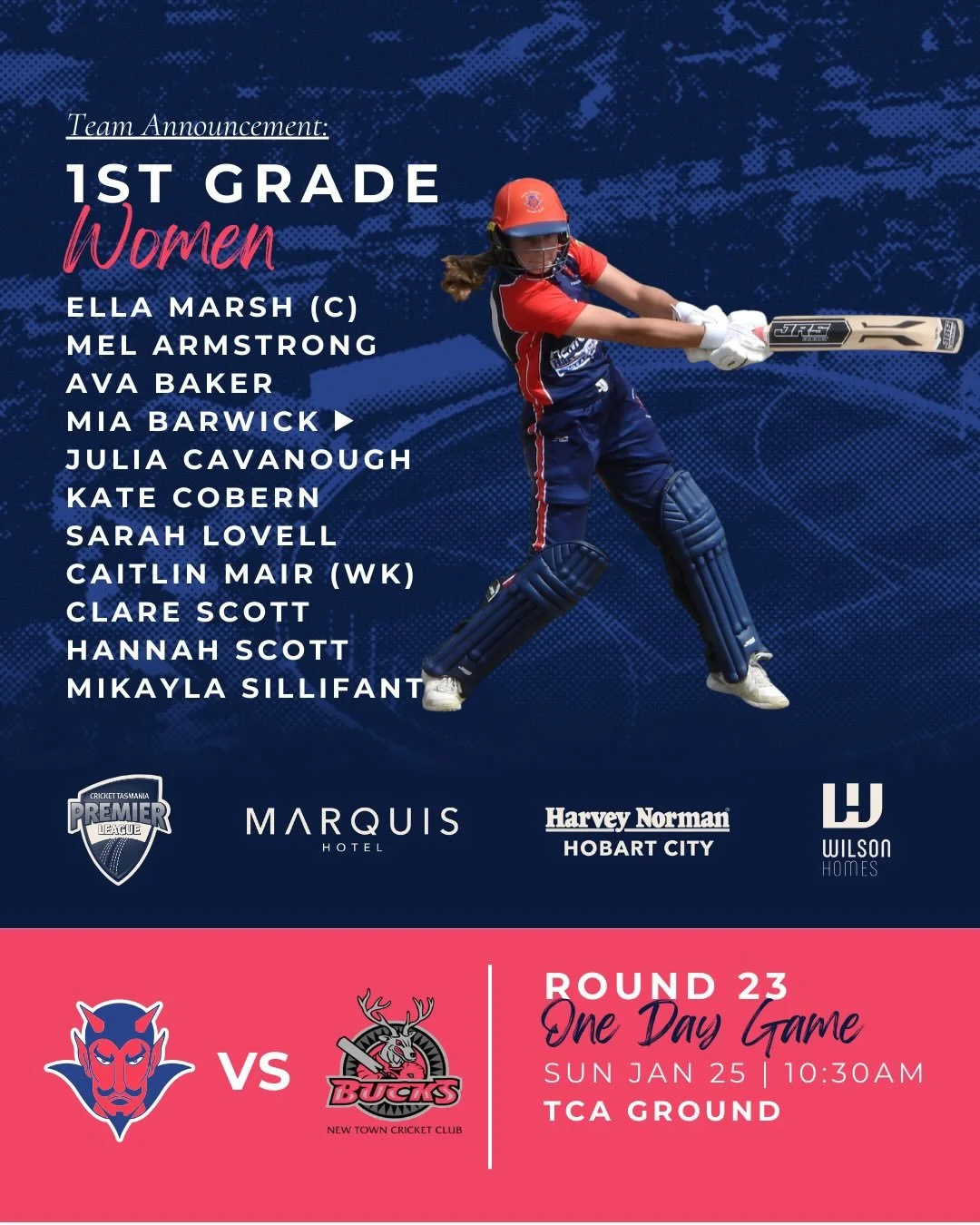 Big weekend against @lindisfarnecc 👀

1st Grade Women take on New Town at the home of cricket ❤️💙