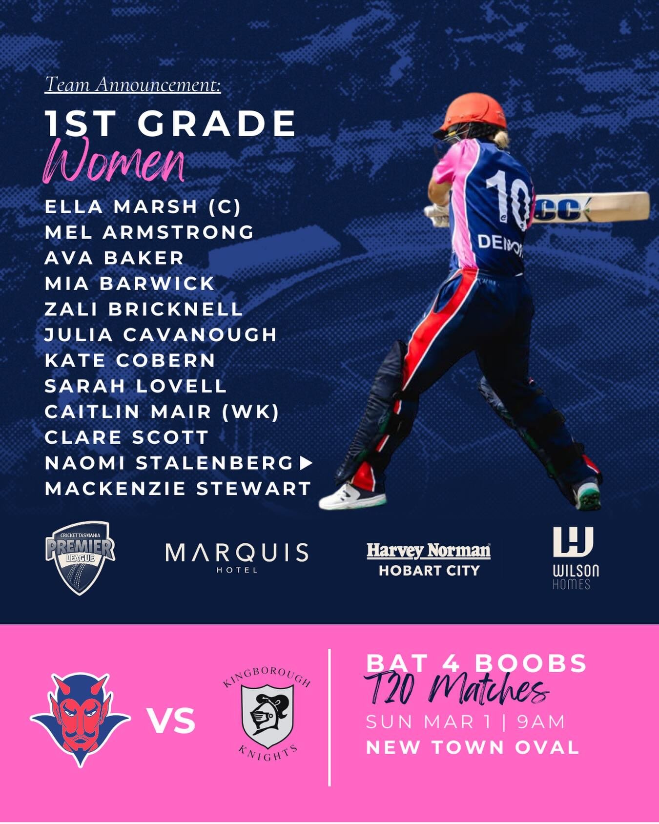 💗 BAT 4 BOOBS 💗

1st Grade Women will play in the annual Bat4Boobs. The girls get to don the pink this weekend to raise money for the McGrath Foundation and are looking forward to all the festivities.