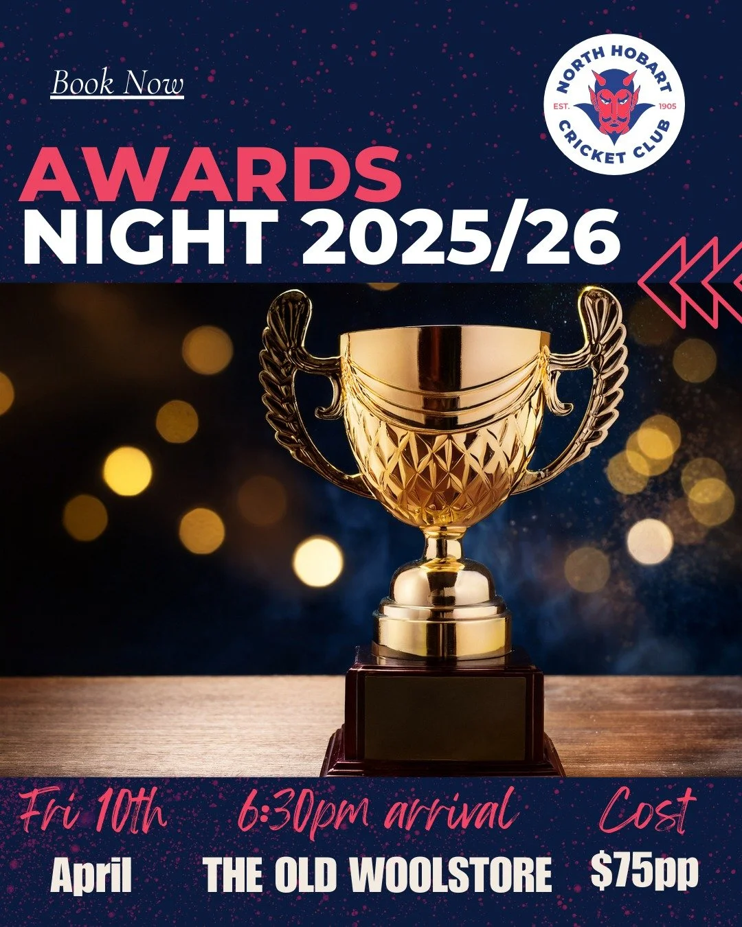 NHCC SENIOR AWARDS NIGHT

Men: 1st Grade, 2nd Grade, 3rd Grade and Under 18s
Women: 1st Grade and 2nd Grade
Volunteers, Supporters, Sponsors, Parents &amp; Families

Date: Friday April 10th
Venue: The Old Woolstore
Time: 6.30pm for 7pm start
Price : 