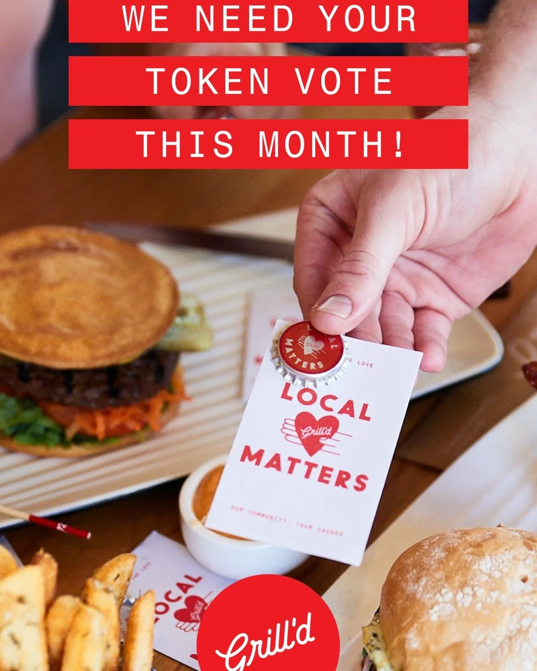 Stop. Burger time. 🍔🍟😋

Grab your tokens when ordering a meal online or in-store at Grill'd North Hobart this month, drop them into the Local Matters Jar at front of the store and support the North Hobart Cricket Club.

Every month, each Grill'd r