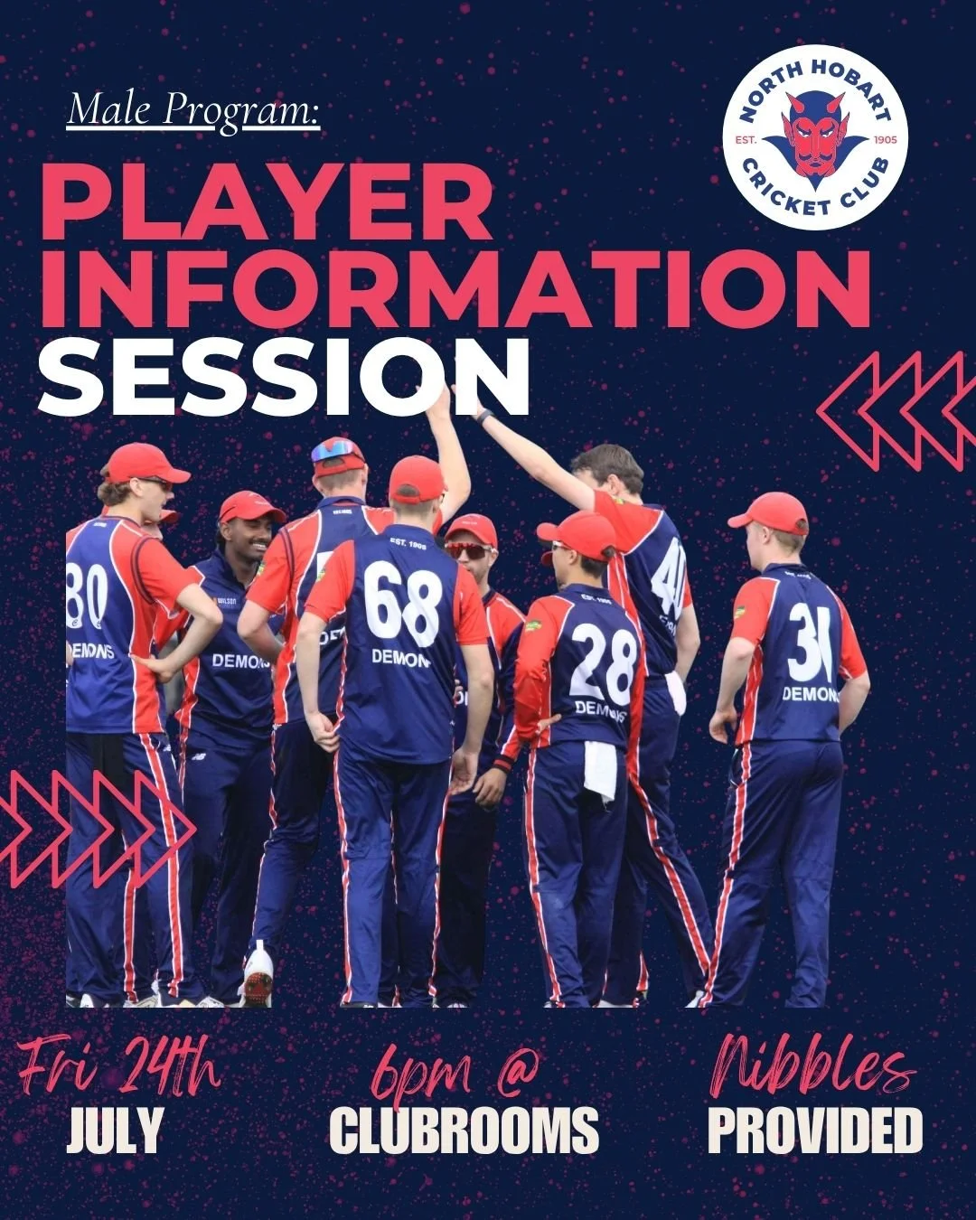 🔵🔴 NHCC Men's Program: Player Information Session 🔴🔵

Inviting all new and existing Demons players to join us for an information session as we build up to the start of club pre-season training.

This session will provide an opportunity for all pl