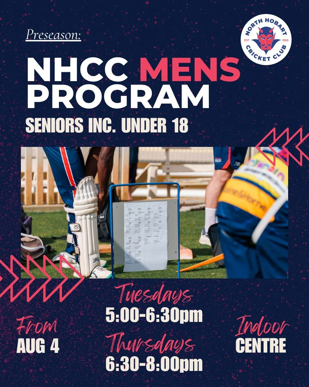 The wait is almost over.............Preseason training is back! 🔵🔴🏏

Time for all the hard work (and fun!) to begin, with preseason training to start in August for each of the below programs:

🏏Men's Program (incl U18s) - starting Tuesday Aug 4th