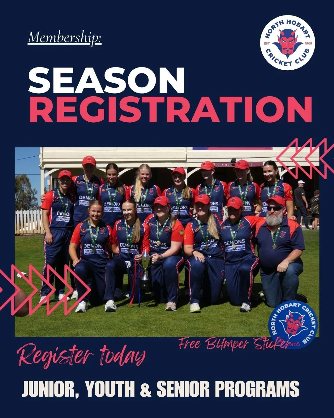 🏏🔴🔵 REGISTRATIONS ARE OPEN! 🔵🔴🏏

Time to join the Demons family for the upcoming cricket season! We welcome players of all ages, skills, and experience levels to come and wear the red and blue.

How to Register:
Sign up today by following the r