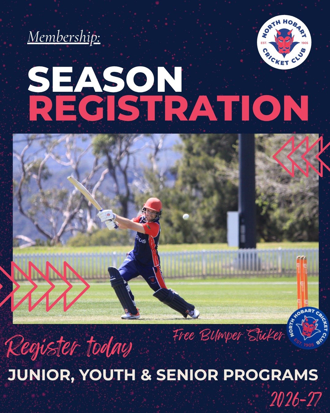 🏏🔴🔵 REGISTER TO PLAY THIS SEASON 🔵🔴🏏

Time to join the Demons army for the upcoming cricket season! We welcome players of all ages, skills, and experience levels to come and wear the red and blue.

How to Register:
Sign up today by following th
