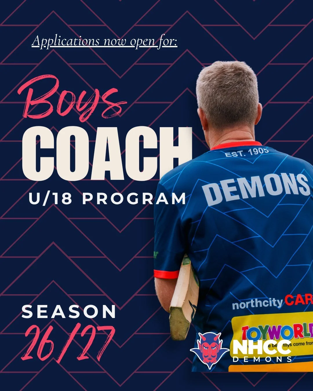 🔵🔴 JOIN US: U18 Boys Coach! 🔴🔵

🏏 @northhobartcc is seeking expressions of interest for an experienced coach to guide our Under 18 Boys program this season.

This role will report into and work alongside our Senior Men's Head Coach and will be r