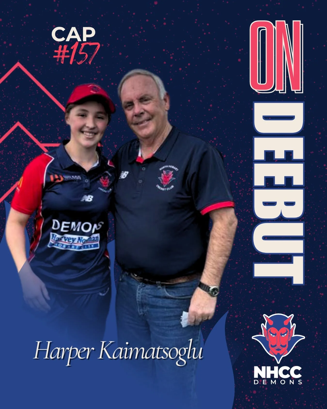 Today @harper_kaimat makes her debut and has the honour of receiving Cap No. 157 from her grandfather, Steve, Life Member and Board Secretary. A talented young multi-sport athlete, Harper has worked hard for this opportunity, making this milestone ev